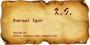 Karsai Igor névjegykártya